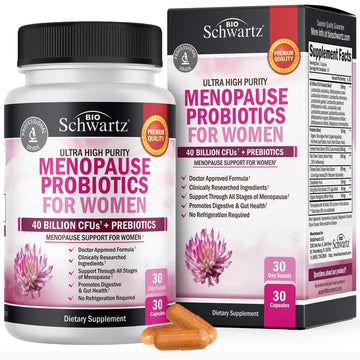 Menopause Supplements for Women - 40 Billion CFU Menopause Probiotics for Women - Support for Hot Flashes Night Sweats Mood Swings and Balance - Non-GMO, 30 Easy-Swallow Capsules, 30 Servings BioSchwartz buy australia supplements