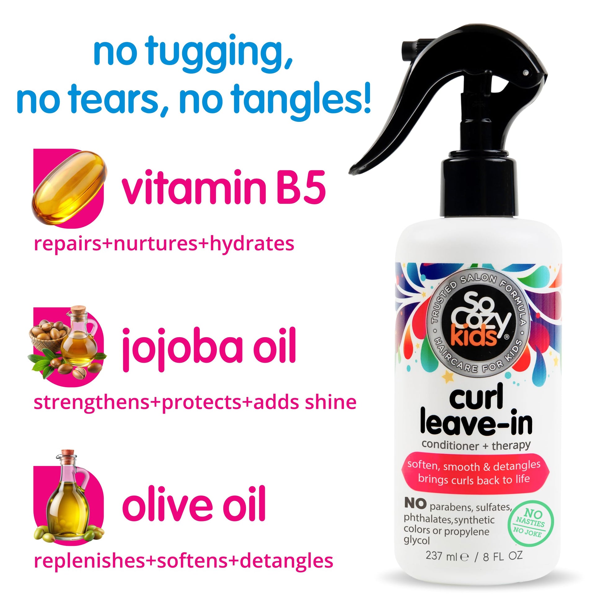 So Cozy Leave In Conditioner Spray (8 Fl Oz) Paraben-Free Detangler for Kids' Curly Hair, Deep Conditioner & Tangle-Free Curls, Gentle & Nourishing with Keratin, Vitamin B5, Olive Oil & Jojoba Oil Gsupps Australia