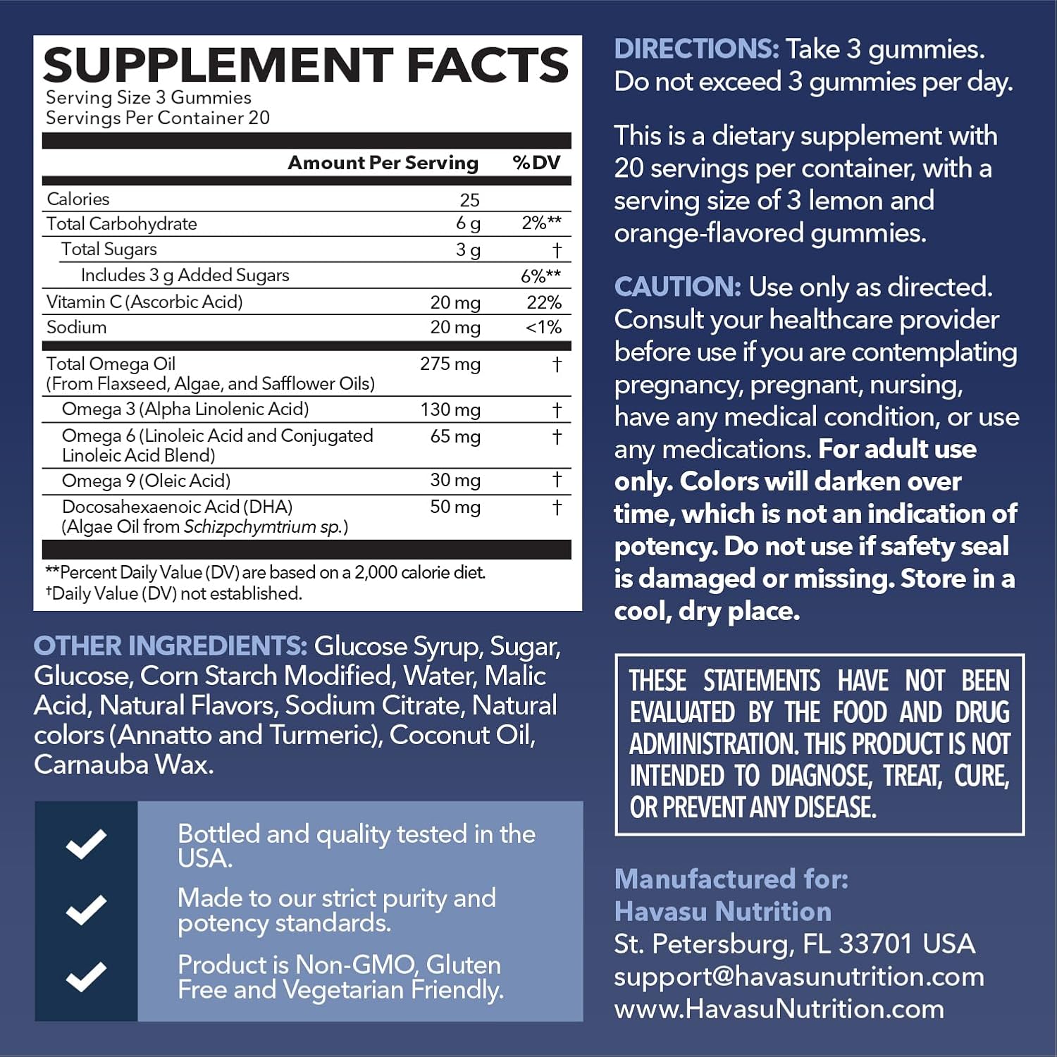 Omega 3 6 9 Gummies with DHA, Plant-Based Omega 3 Gummies for Adults, 60ct | Omega 3 6 9 + DHA Gummies, Fish Oil Alternative for Adults with DHA from Algae, Lemon and Orange Flavors, 20 Servings Gsupps Australia