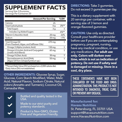 Omega 3 6 9 Gummies with DHA, Plant-Based Omega 3 Gummies for Adults, 60ct | Omega 3 6 9 + DHA Gummies, Fish Oil Alternative for Adults with DHA from Algae, Lemon and Orange Flavors, 20 Servings Gsupps Australia