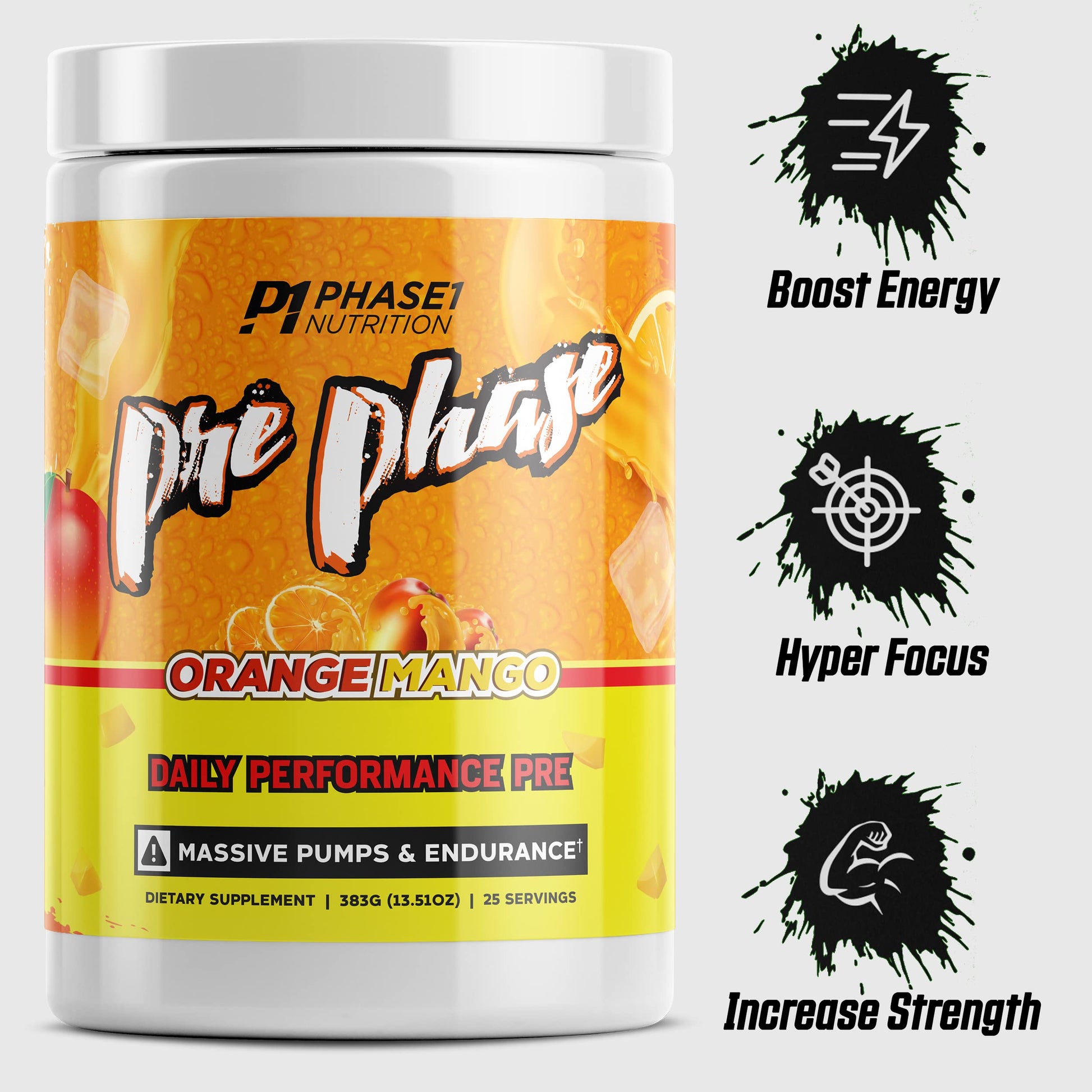 Pre Phase Daily Driver Orange Mango Pre Workout with 325mg Caffeine, Vitamin B12 Phase One Nutrition buy australia supplements