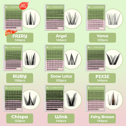 KEYYOU Fairy Lash Clusters Soft Invisible Band Manga Lashes D Curl 8-18MIX KEYYOU