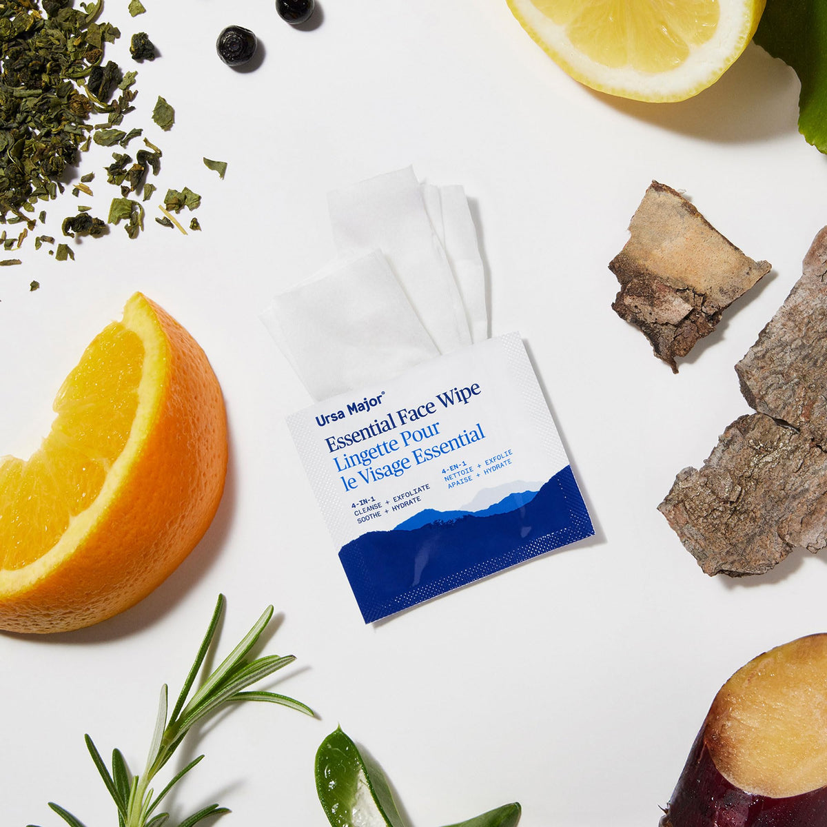 Ursa Major Essential Face Wipes | Natural, Biodegradable, Cruelty-Free | Cleanse, Exfoliate, Soothe and Hydrate | Individually Wrapped | 20 Count Ursa Major