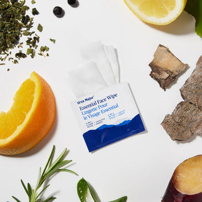 Ursa Major Essential Face Wipes | Natural, Biodegradable, Cruelty-Free | Cleanse, Exfoliate, Soothe and Hydrate | Individually Wrapped | 20 Count Ursa Major