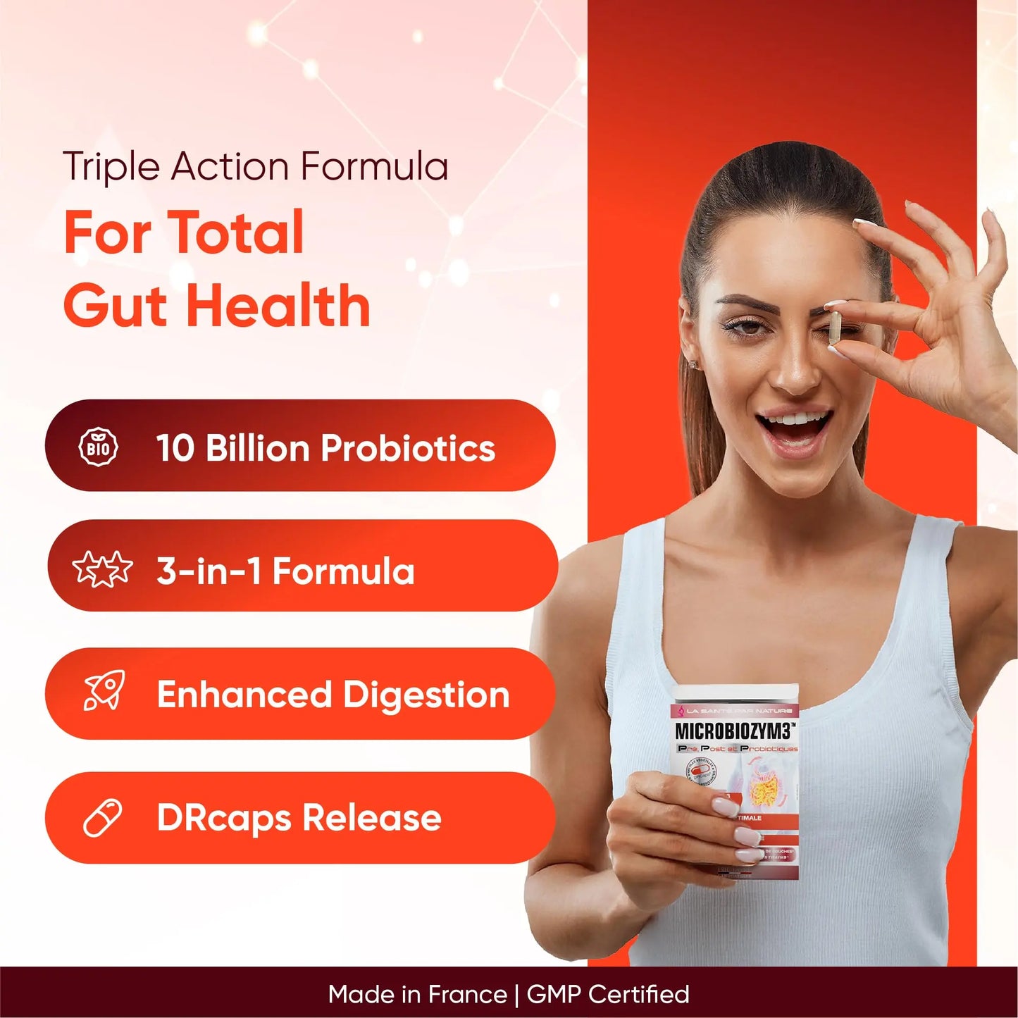 ERIC FAVRE Probiotics for Women Digestive Health – Triple Action with Prebiotics and Postbiotics, Reduces Bloating & Gas ERIC FAVRE