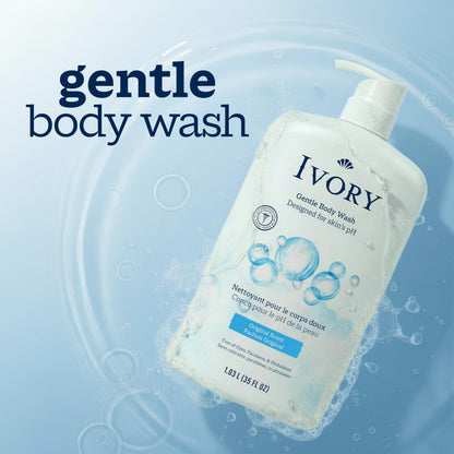 Ivory Body Wash, Designed for the Whole Family, Gentle Formula, Free of Dyes Heavy Perfumes Parabens Phthalates & Silicones, for Sensitive Skin, Designed for Skin's pH, Original Scent, 35 oz IVORY
