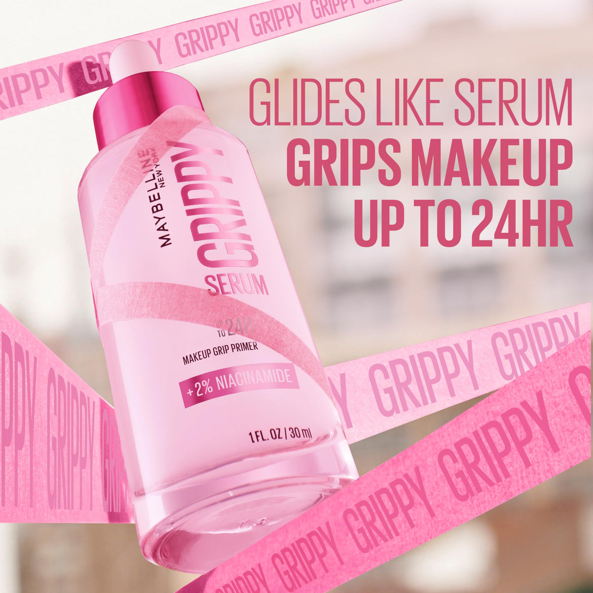 Maybelline Grippy Serum Primer, Hydrating Makeup Primer with 2% Niacinamide For Up To 24HR Make Up Wear, Clear, 1 Count MAYBELLINE