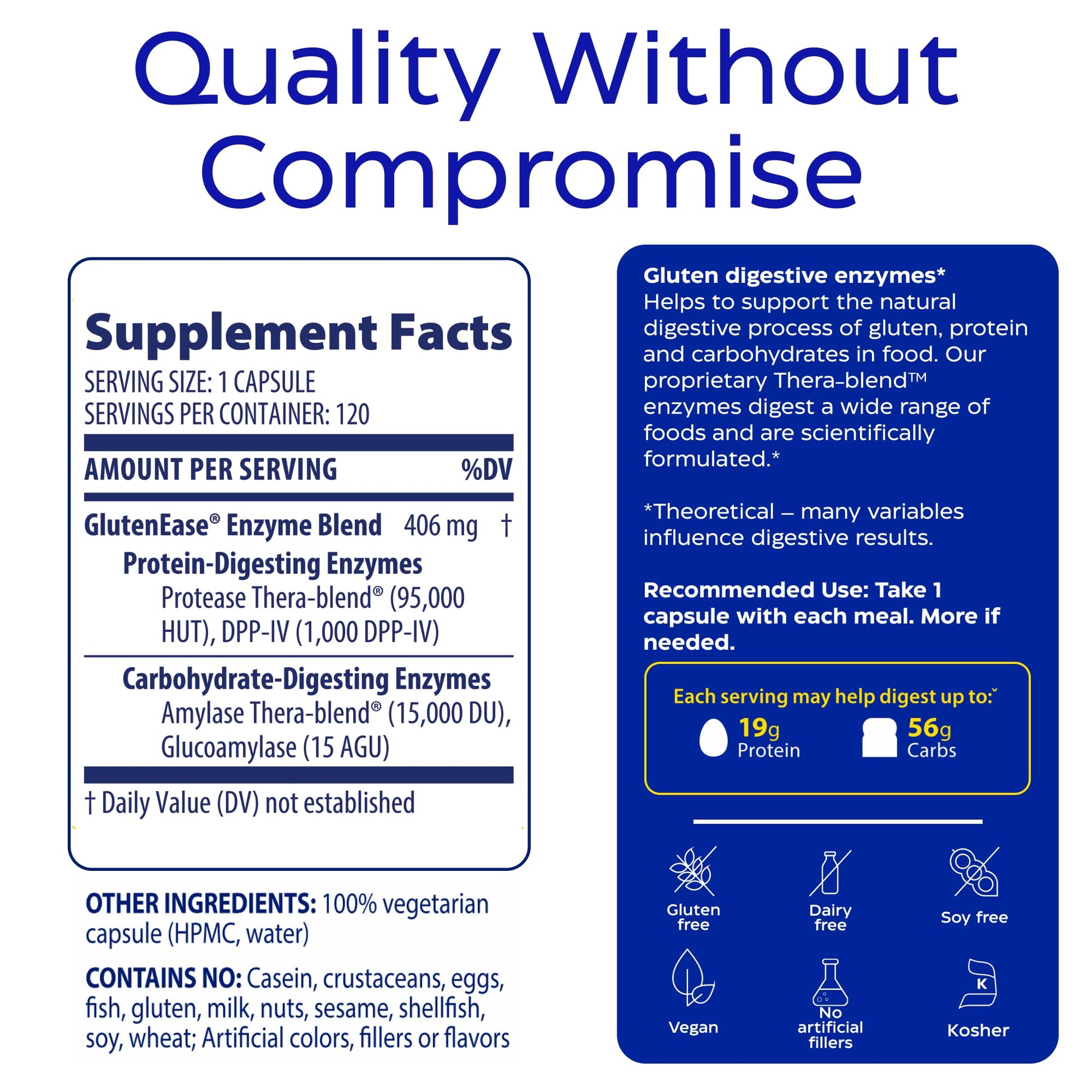 Enzymedica GlutenEase - Digestive Enzyme Supplement for Women & Men, Gluten & Casein Sensitivity Support, Enzymes for Digestion & Gut Health, Helps Gas & Bloating - 60 Caps Gsupps Australia