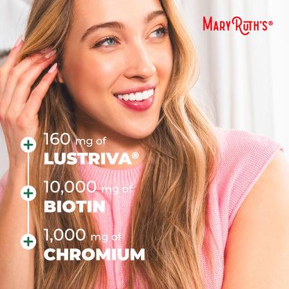 MARYRUTH'S Liquid Multivitamin + Hair Growth | Biotin 10000mcg | Lustriva Hair Growth Supplement | Clinically Tested in Women for Thicker Hair MARYRUTH'S