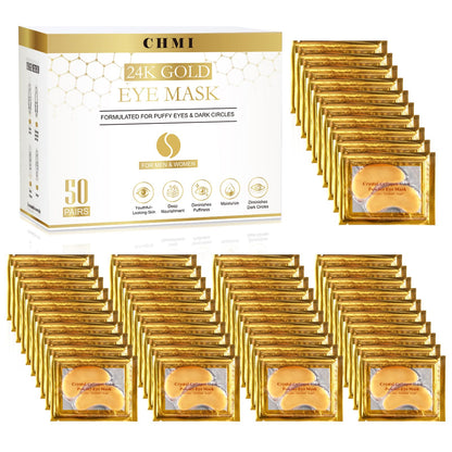 CHMI 24K Gold Under Eye Patches 50 Pairs Collagen, Dark Circles, Wrinkles CHMI