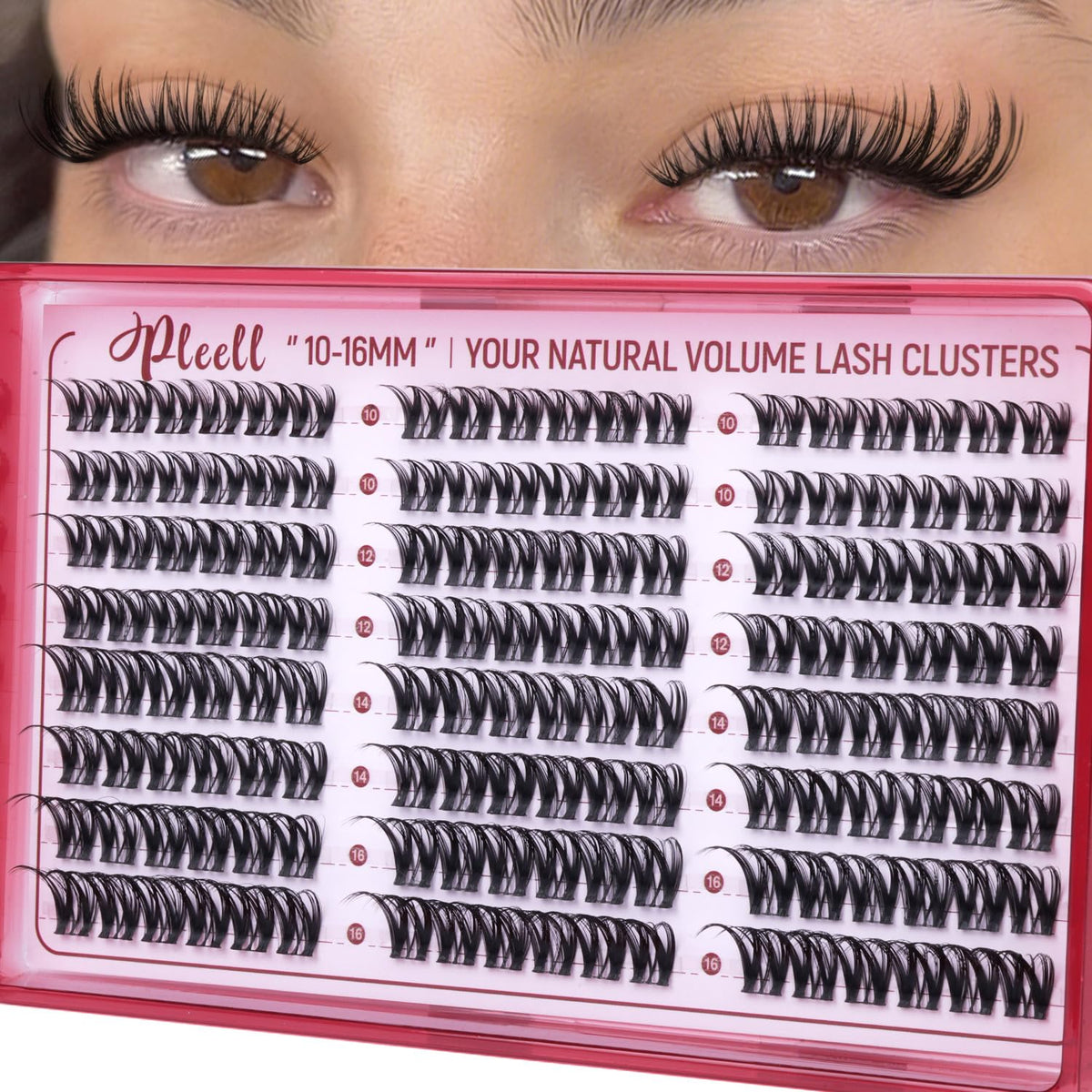 Flaunt Lash Clusters Wispy Eyelash Clusters 10-16mm Volume Cluster Eyelash Extensions Faux Mink D Curl Lashes Clusters Spider Individual Lashes Extensions with Wide Band by Pleell Pleell