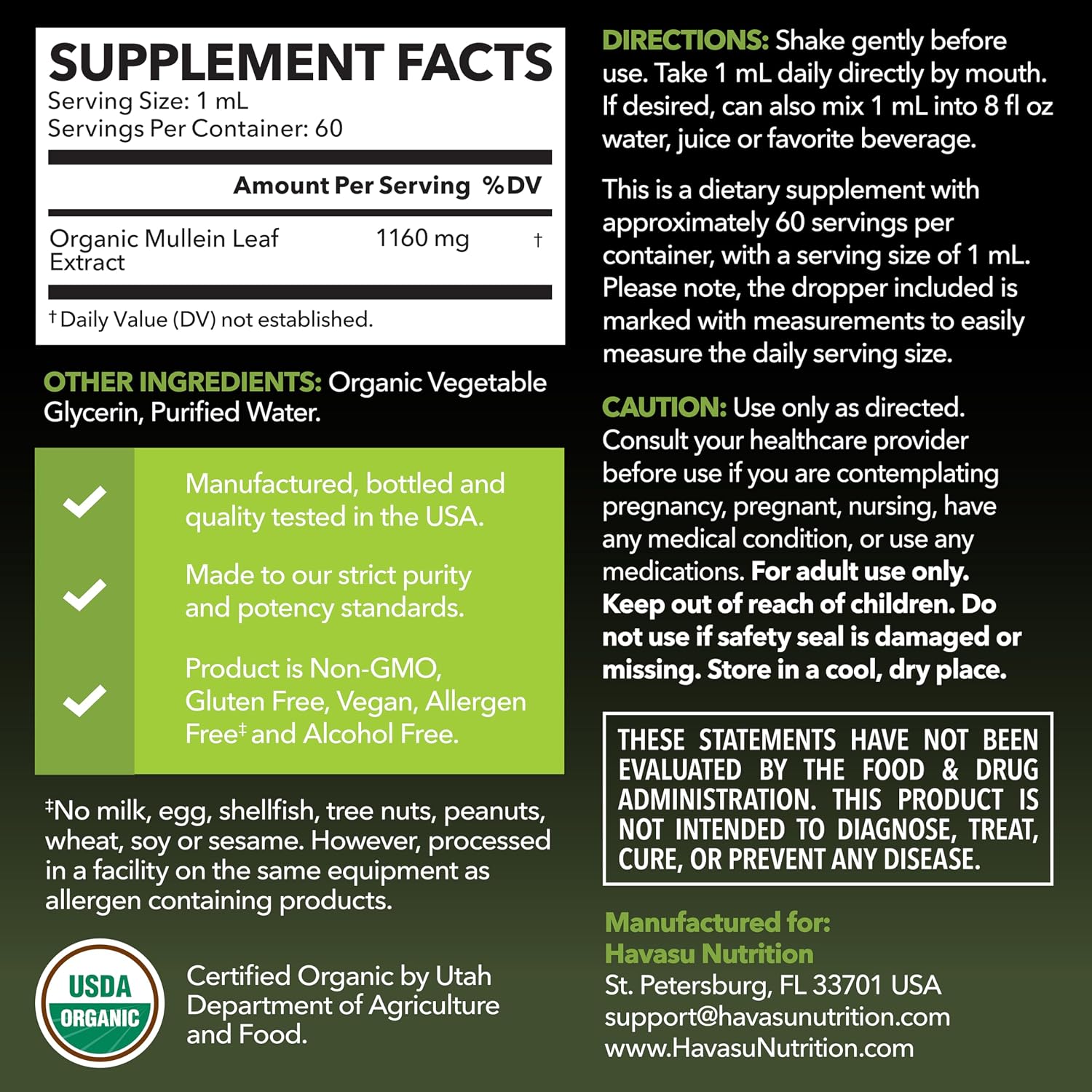 Mullein Drops for Lungs, USDA Organic Mullein Leaf Extract, 2 Fl Oz | Respiratory Health and Lung Support Supplement, 2 Fl Oz, Vegan, Non-GMO, and Alcohol Free, Herbal Tincture, 60 Servings Gsupps Australia