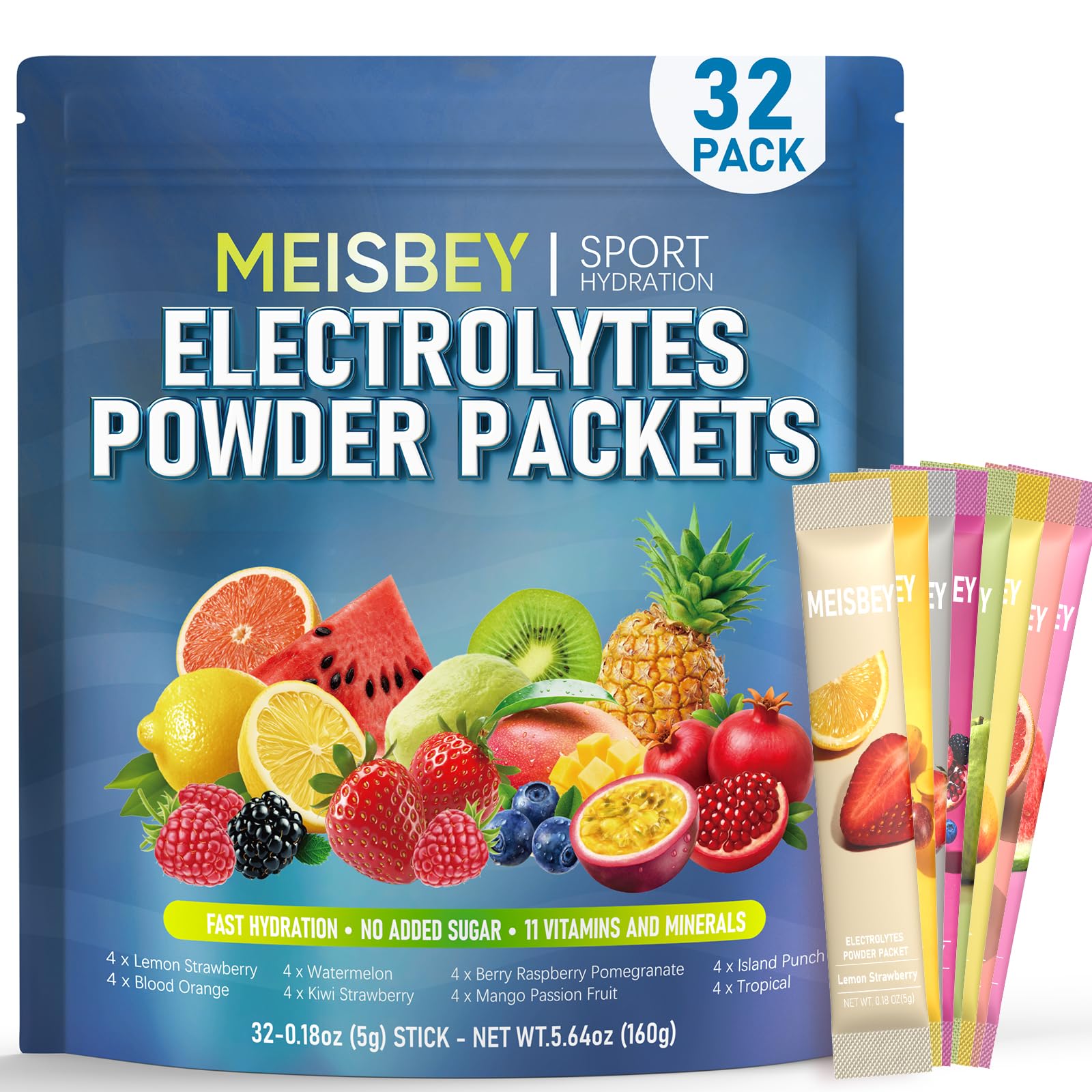 Meisbey Electrolyte Powder Packets – 32 Sticks Sugar Free Hydration Packets, Liquid Daily IV Electrolyte Hydration Powdered Drink Mix with Vitamins & Minerals, Keto Friendly, Vegan, Non-GMO Meisbey buy australia supplements