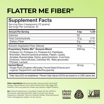 HUM Flatter Me Fiber Supplement, Strawberry Lemon, Women & Men | Prebiotics & Digestive Enzymes, Support Weight & Bloating, Digestive & Gut Health, Fiber Powder Drink Mix, 10 Servings