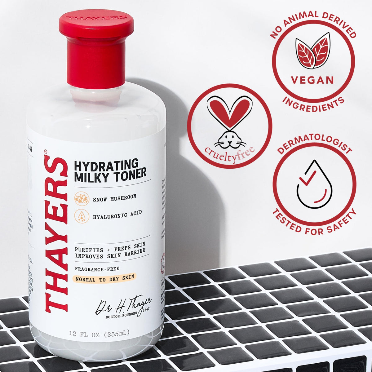 THAYERS Milky Face Toner Skin Care with Snow Mushroom Tremella and Hyaluronic Acid, Natural Gentle Facial Toner, for Dry and Sensitive Skin, 355mL THAYERS