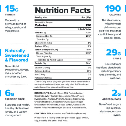 Legion Chocolate Chip Cookie Dough Protein Bar - 100% Whey Protein Bars Low Sugar High Protein with Prebiotic Fiber - Soy-Free, Gluten Free, Naturally Flavored, Low Fat, High Protein Bars (12 Count)