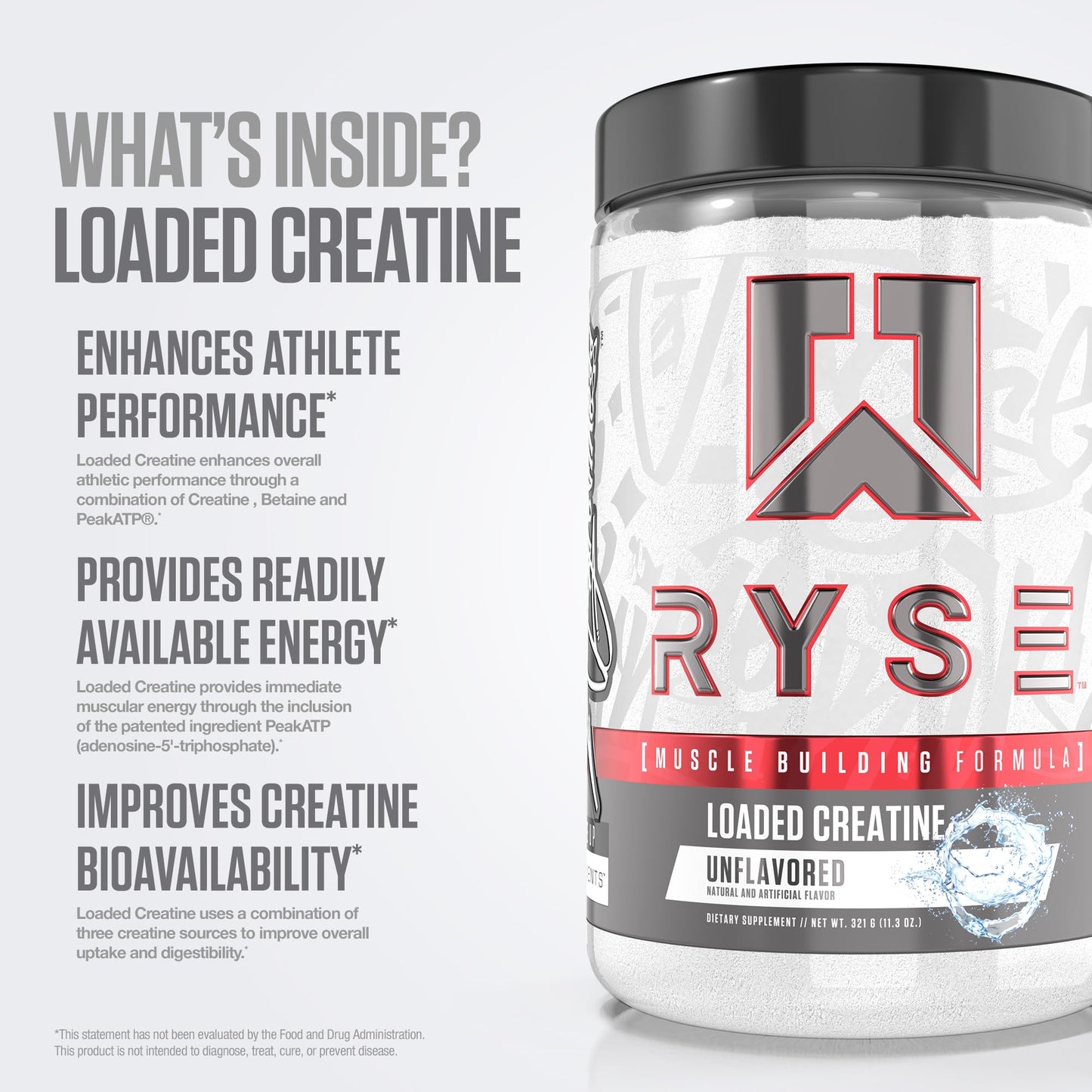 RYSE Loaded Creatine for Men & Women - Electric Lemonade - Muscle Building Formula with 3 Forms of Electrolytes, Betaine Anhydrous and Peak ATP - Strength, Power & Endurance Support - 30 Servings