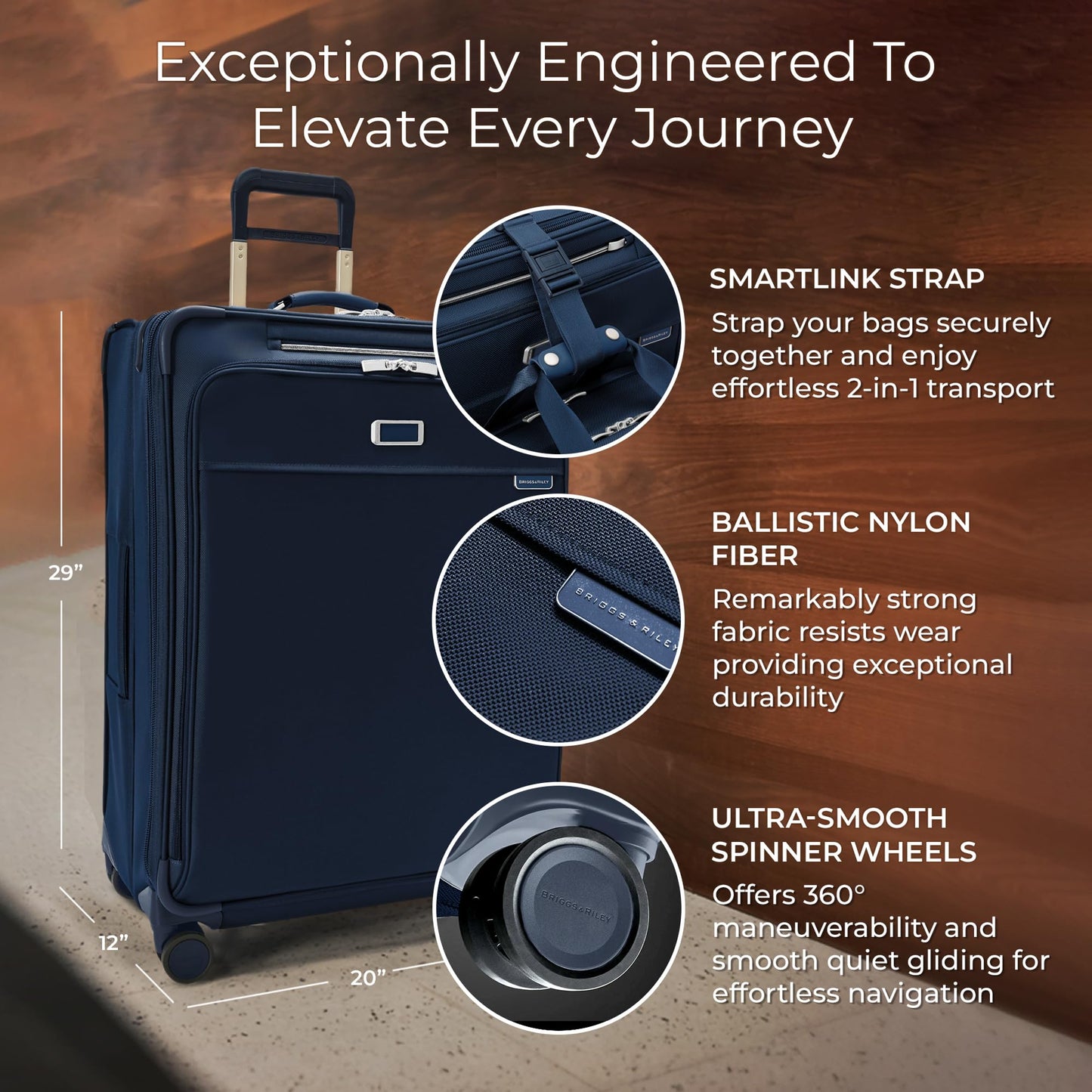 Briggs & Riley Essential 22" Carry On Expandable Spinner - Luggage for Travel, Suitcases with Wheels, Softside Rolling Bag for Men & Women, Self-Repairing Zipper - Baseline Collection, Black Gsupps Australia