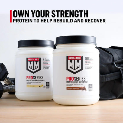 Muscle Milk Pro Series Protein Powder Supplement, Slammin' Strawberry, 2 Pound, 11 Servings, 50g Protein, 3g Sugar, 20 Vitamins & Minerals, NSF Certified for Sport, Packaging May Vary Muscle Milk