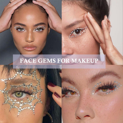 NOOEPC 660Pcs Face Gems Hair Gems, Self-Adhesive Face Jewels Eye Jewels Rhinestones 3/4/5/6 mm DIY Face Gems Stick on, Hair Body Rhinestones Gems Rave Accessories for Face Eyes Makeup Body, Crafts nooepc