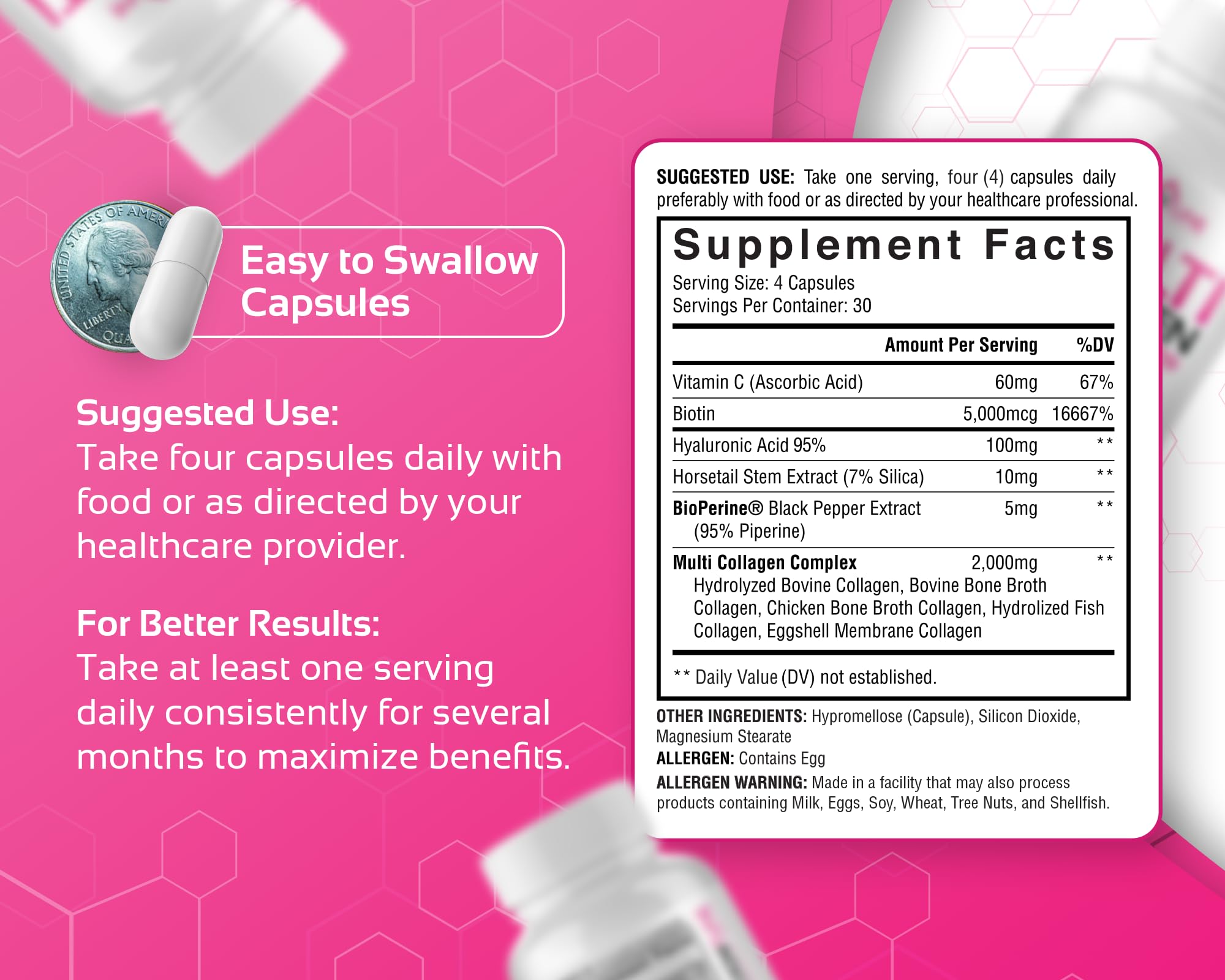 CogniTune Multi Collagen Peptides for Women with Biotin, Hyaluronic Acid, Vitamin C - 5 Types I II III V X Colageno Hidrolizado - 2000mg Hair Skin Nails Joints Support - 120 Capsules CogniTune buy australia supplements