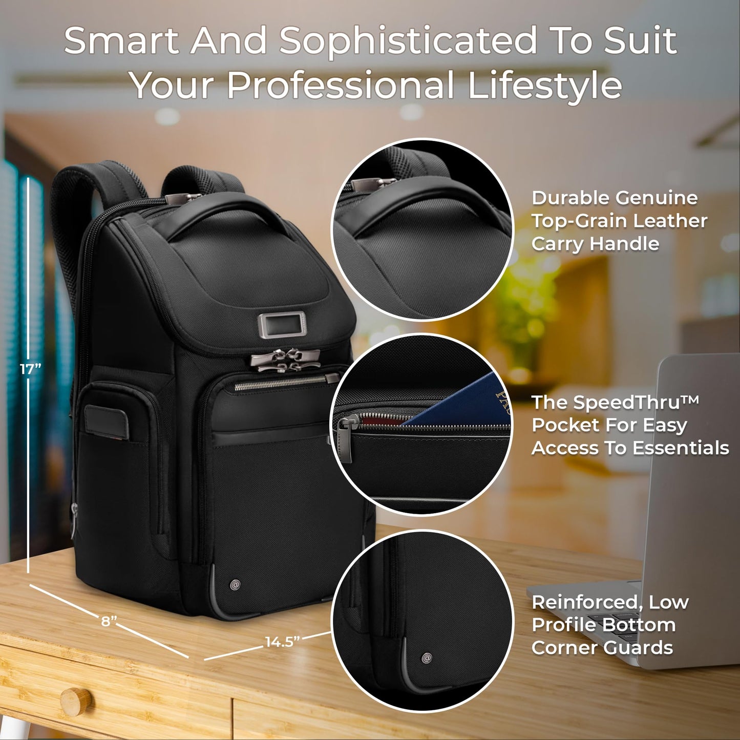 Briggs & Riley Medium Cargo Backpack for Women & Men - Laptop Backpack, For Work & Travel, Lightweight & Durable, Padded Straps, Fits up to 15" Laptop - @work Collection, Black Gsupps Australia