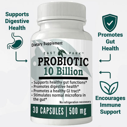 East Park Research d-Lenolate Probiotic Supplement | Probiotic 10 Billion CFUs Supports Gut & Digestive Health | Dietary Supplement Probiotics EAST PARK