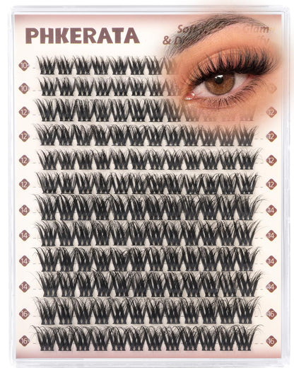 PHKERATA Fluffy Lash Clusters Wispy Eyelash Clusters D Curl PHKERATA