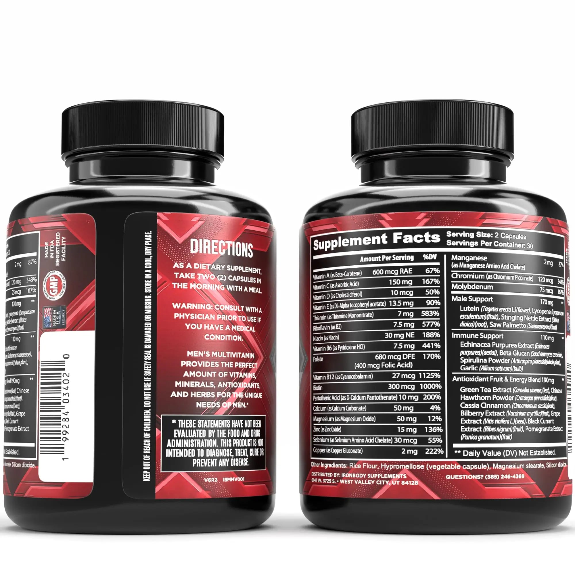 IronBody Supplements, Multivitamin for Men, Vitamins A, B, C, D, E, Zinc. Immune Support, Antioxidant Fruit and Energy Blend. 60 Capsules IronBody Supplements buy australia supplements