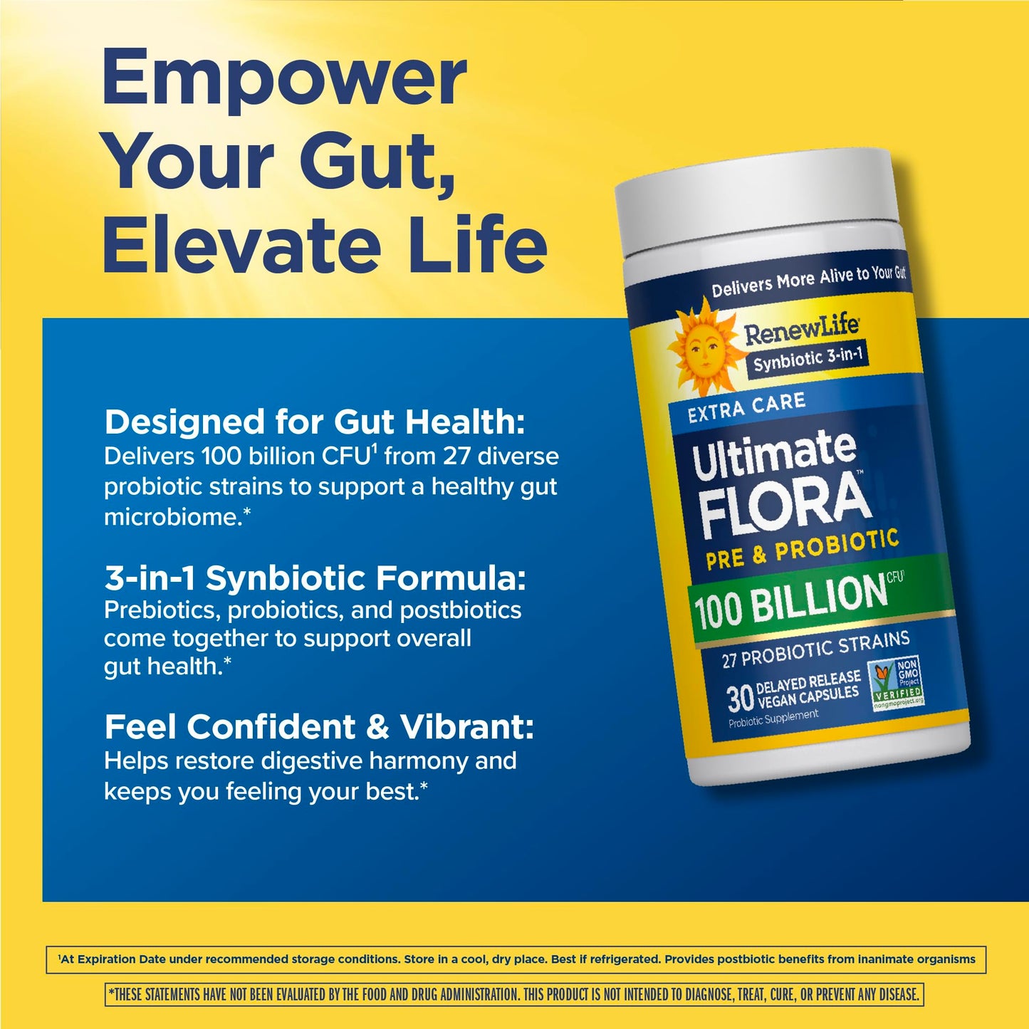 Renew Life Extra Care Digestive Probiotic Capsules, 50 Billion CFU Guaranteed, Daily Supplement Supports Immune, Digestive, Respiratory Health(1), L. Rhamnosus GG, Dairy, Soy and Gluten-Free, 90 Count | 90 Vegetarian Capsules | Supports Digestive, Immune Gsupps Australia