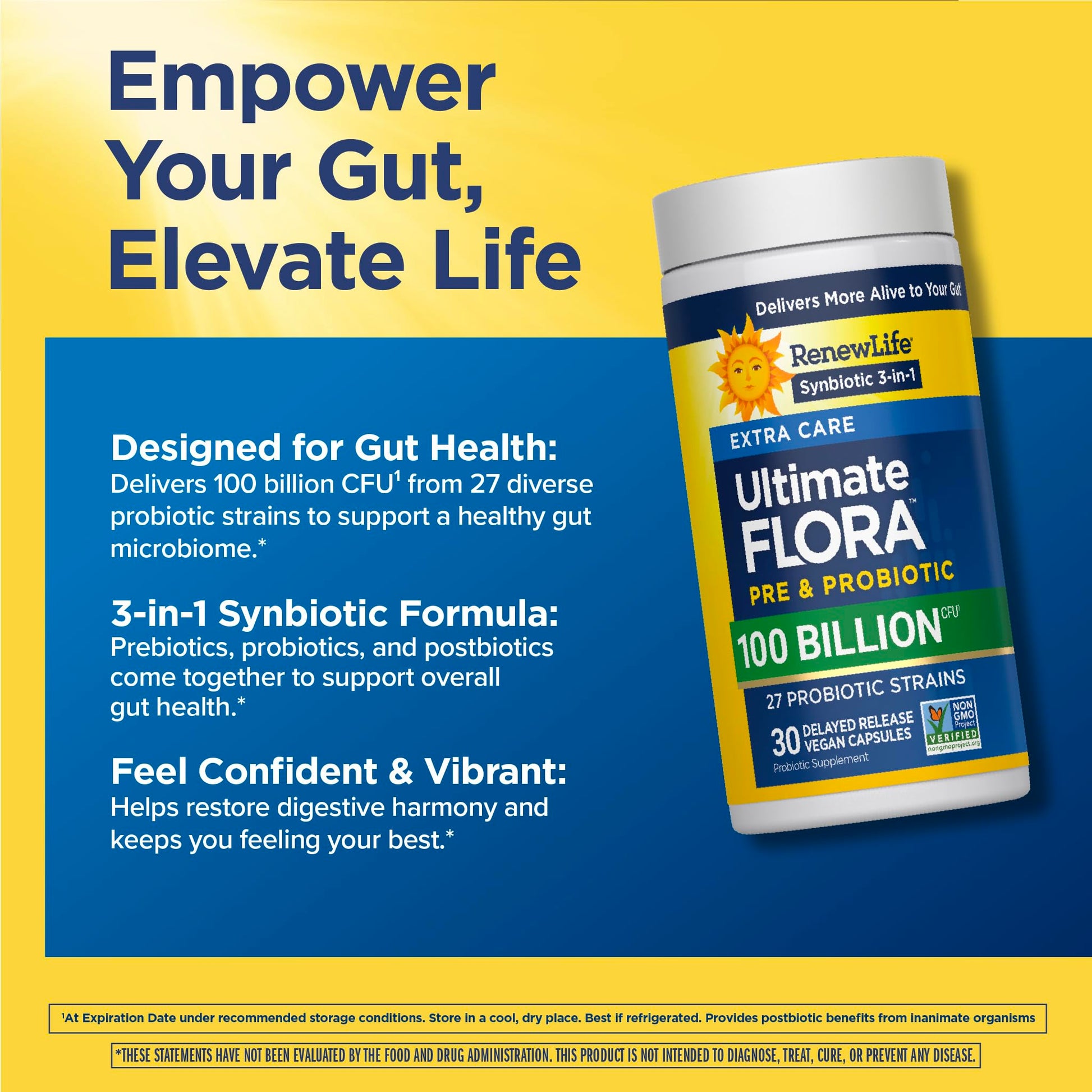 Renew Life Extra Care Digestive Probiotic Capsules, 50 Billion CFU Guaranteed, Daily Supplement Supports Immune, Digestive, Respiratory Health(1), L. Rhamnosus GG, Dairy, Soy and Gluten-Free, 90 Count | 90 Vegetarian Capsules | Supports Digestive, Immune Gsupps Australia