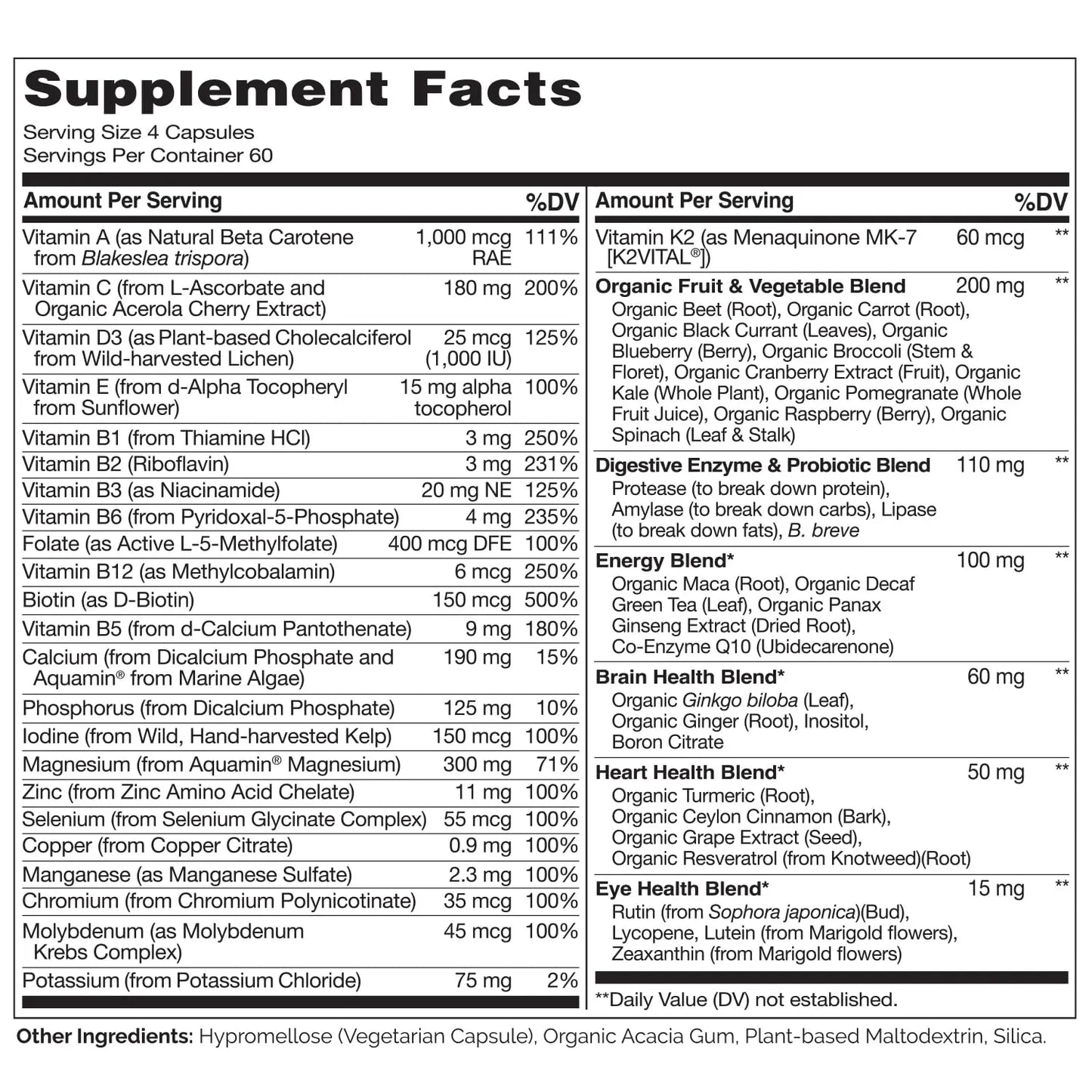 NATURELO Mens Multivitamins - Whole Food Multivitamin for Men with Vitamins, Minerals - 240 Vegetarian Capsules for Energy, Brain, Heart, Eye Health* NATURELO