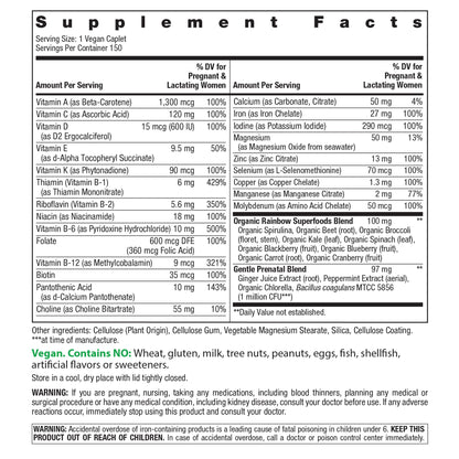Rainbow Light Prenatal One Multivitamin Support from Conception to Postnatal, High Potency, Clinically Proven Absorption of Vitamin D, B2, Folate, Calcium Rainbow Light