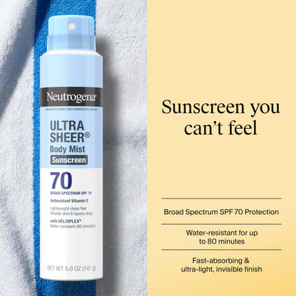 Neutrogena Ultra Sheer Dry Touch Sunscreen Spray, SPF 70, 3 x 5 oz Neutrogena