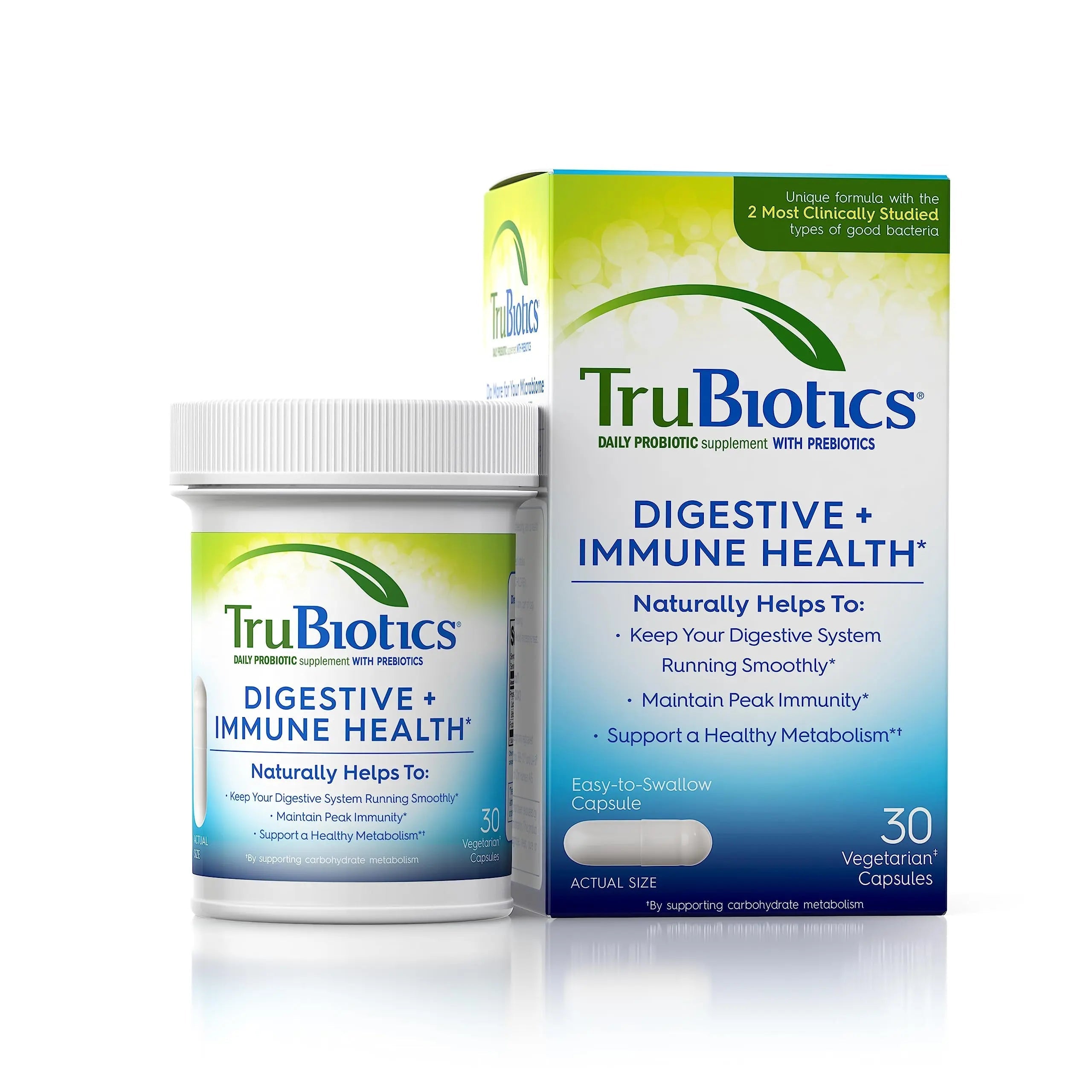 TruBiotics Probiotics for Digestive & Immune Health, Supports Regularity & Helps Relieve Abdominal Discomfort, Gas & Bloating, 2 Clinically Studied Probiotic Strains, Plus Prebiotics, 30 Capsules TruBiotics buy australia supplements