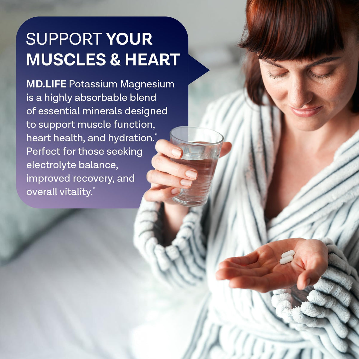 MD. Life Potassium Magnesium Supplement - 90 Capsules - Magnesium Potassium Supplement - High Absorption Complex MD.LIFE