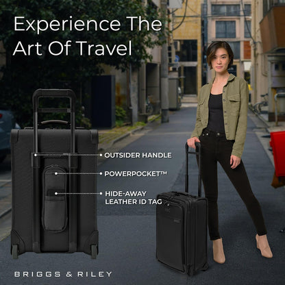 Briggs & Riley Essential 22" 2-Wheel Expandable Carry On - Luggage for Travel, Suitcases with Wheels, Softside Rolling Bag for Men & Women, Self-Repairing Zipper - Baseline Collection, Black Gsupps Australia