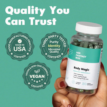 Her Fantasy Box | Body Magic | Chlorophyll Capsules - 30 Vegan Capsules for Detox, Digestion, Gut Health, Skin Support Her Fantasy Box