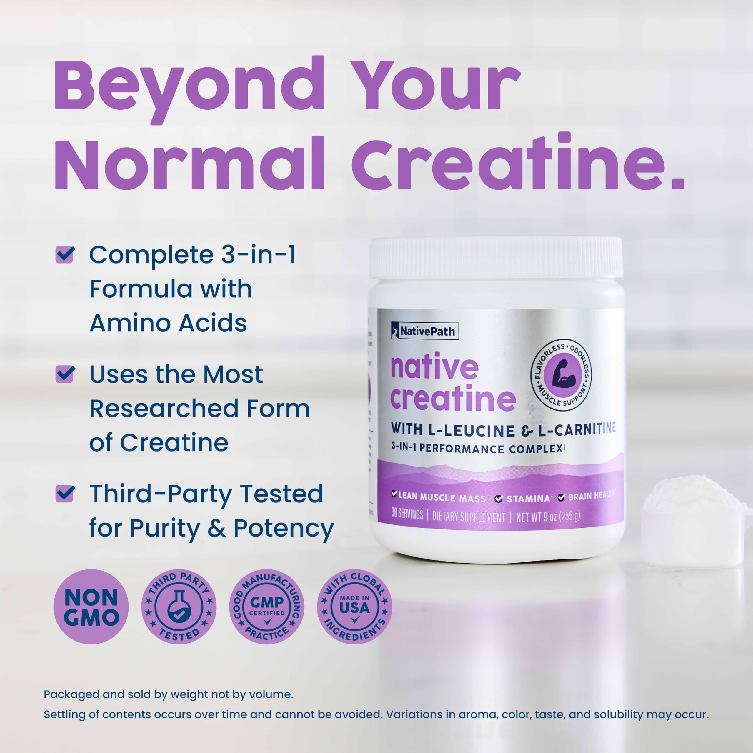 NativePath Creatine Monohydrate Powder with L-Leucine & L-Carnitine - Muscle Building Supplement for Men & Women - 30 Servings (Pack of 2) NativePath buy australia supplements