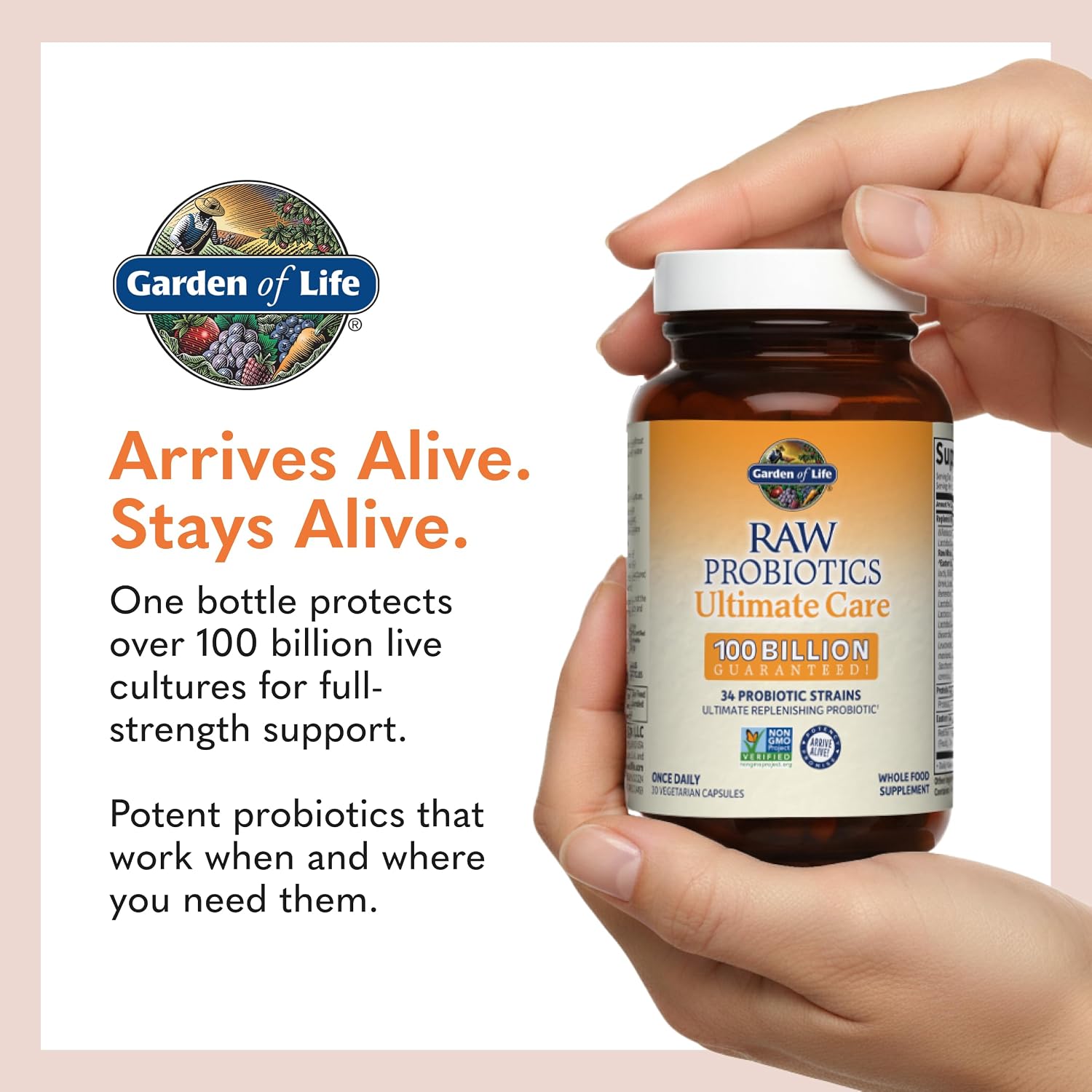 Garden of Life Raw Probiotics Ultimate Care - 100 Billion CFU - Dietary Supplement for Gut Health Support - for Women & Men - 30 Vegetarian Capsules Gsupps Australia