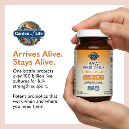 Garden of Life Raw Probiotics Ultimate Care - 100 Billion CFU - Dietary Supplement for Gut Health Support - for Women & Men - 30 Vegetarian Capsules Gsupps Australia
