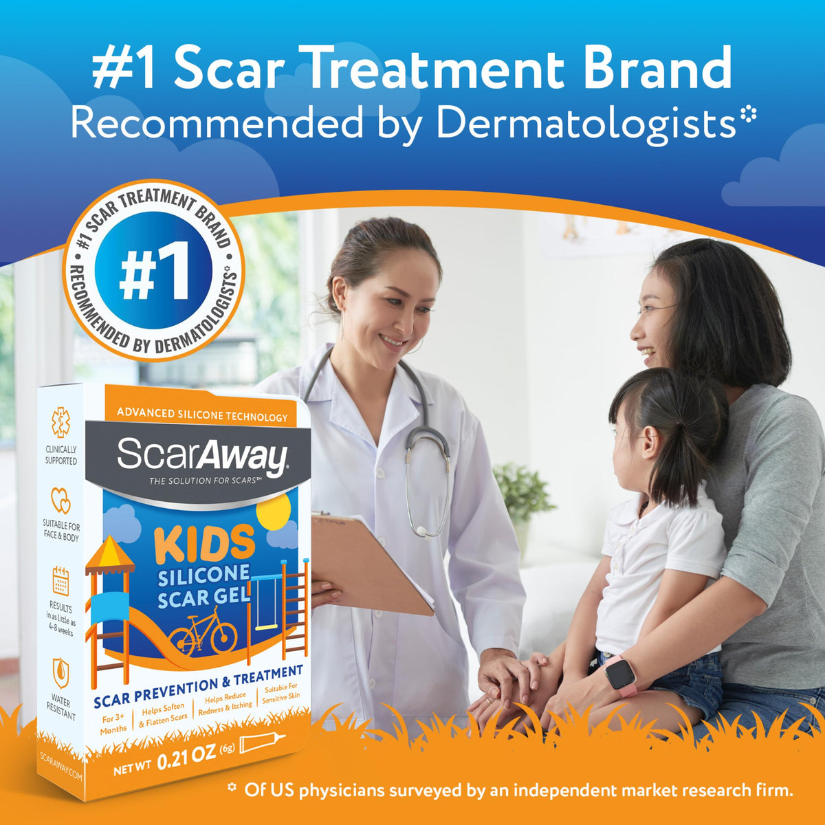 ScarAway Kids Scar Gel, Medical-Grade Silicone Scar Gel, Clear, 6g ScarAway