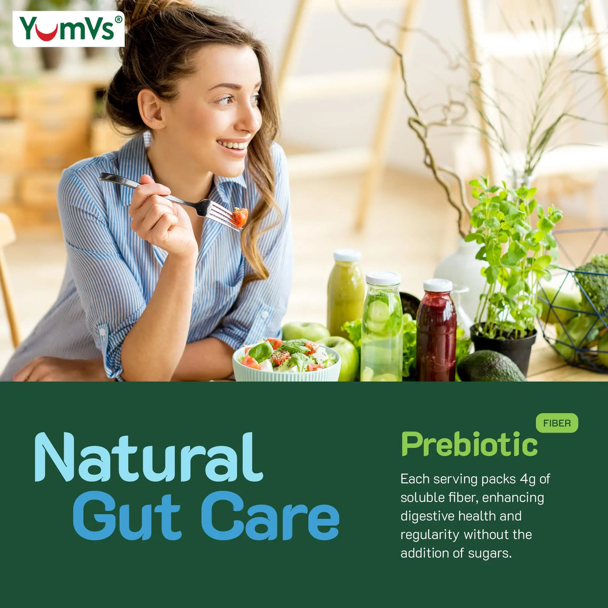 YumVs Sugar Free Prebiotic Fiber Gummies for Adults and Kids - Berry Flavor - Kosher Halal 4g High Fiber Supplement for Women and Men YUM-V'S