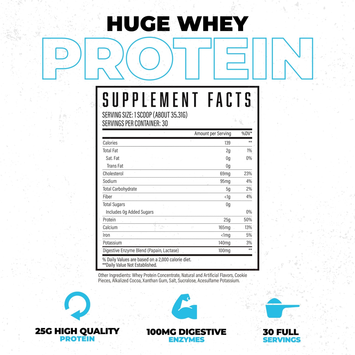 Huge Whey, Protein Powder for Muscle Gain, 25g Protein, 12g EAAs, Supports Muscle Growth, Performance & Recovery (Chocolate Brownie, 30 Servings)