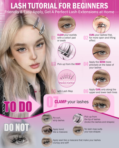 Manga Lash Clusters Natural Look Wispy Lashes Clusters Anime D-Curly Cluster Eyelash Extensions 110 Pcs 8-16MM Fairy Individual Cluster Lashes Wet-Look Lash Extensions JIMIRE