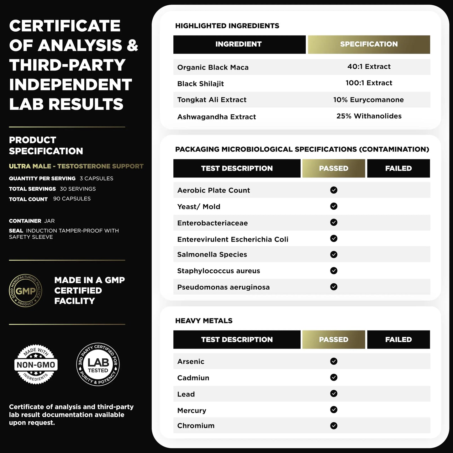 ULTRA MALE® Premium for Men w. 100:1 Shilajit, 40:1 Black Maca, Ashwagandha 25%, Tongkat Ali 10% - Clinical Strength Male Enhancing Supplement for Men Health Libido+ TERRA ELMNT