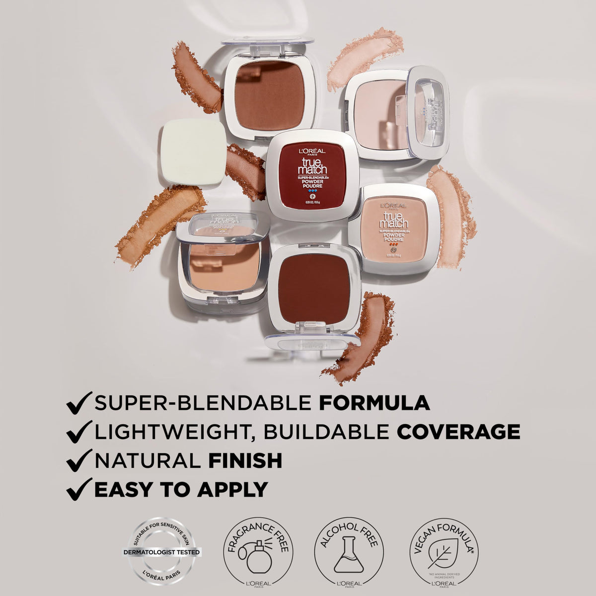 L'Oreal Paris True Match Super Blendable Oil Free Powder Foundation, W3 Light Medium, 0.33 oz, Packaging May Vary L'Oreal Paris