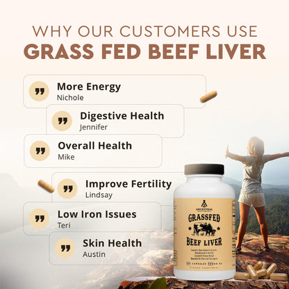 Ancestral Supplements Grass Fed Beef Liver 180 Capsules, Supports Energy Production, Detoxification, Digestion, Immunity and Full Body Wellness Ancestral Supplements