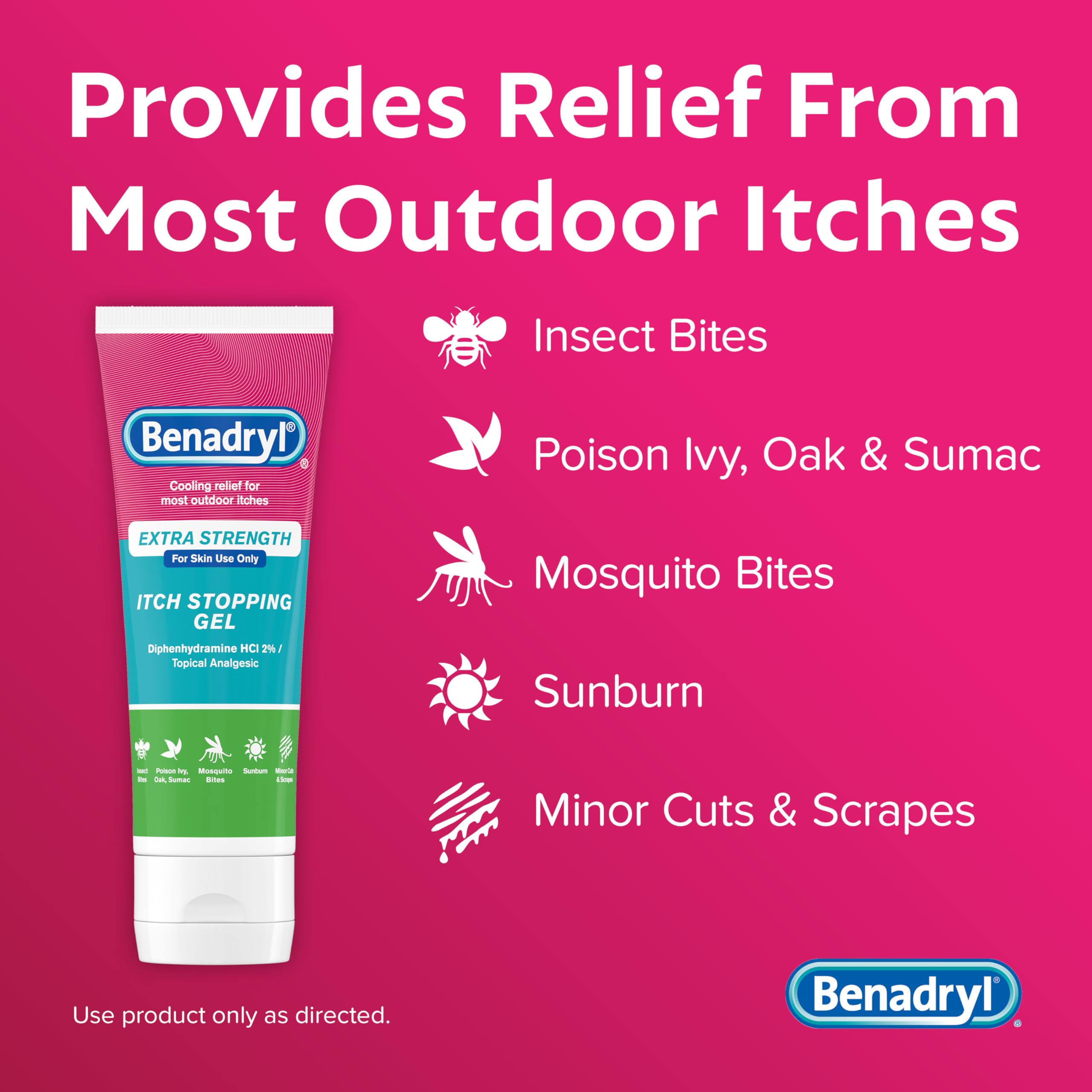 Benadryl Extra Strength Anti Itch Relief Gel, 2% Diphenhydramine HCl, Relief from Insect Bites, Sunburn & More, Great for Camping Essentials, 3.5 fl oz Benadryl buy australia supplements