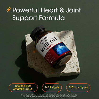 NatureBell Antarctic Krill Oil 1,000mg - 240 Softgels - Omega-3 Heart, Joint & Immune Health Support* NatureBell